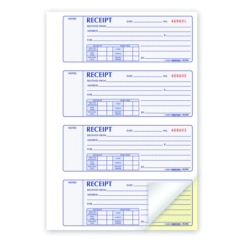 Rediform Prestige Duplicate Carbonless Softcover Money Receipt Books (8L806) - Image 3